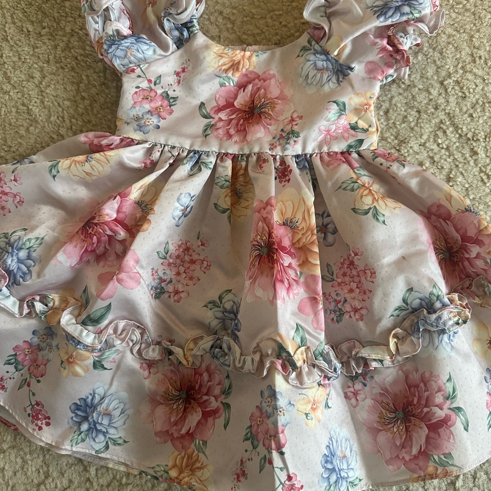 Rare Editions Pink Floral Ruffle Dress - Picture 2 of 3